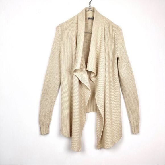 Vince Tan Wool & Yak Blend waterfall Open Cardigan Small - Picture 2 of 9